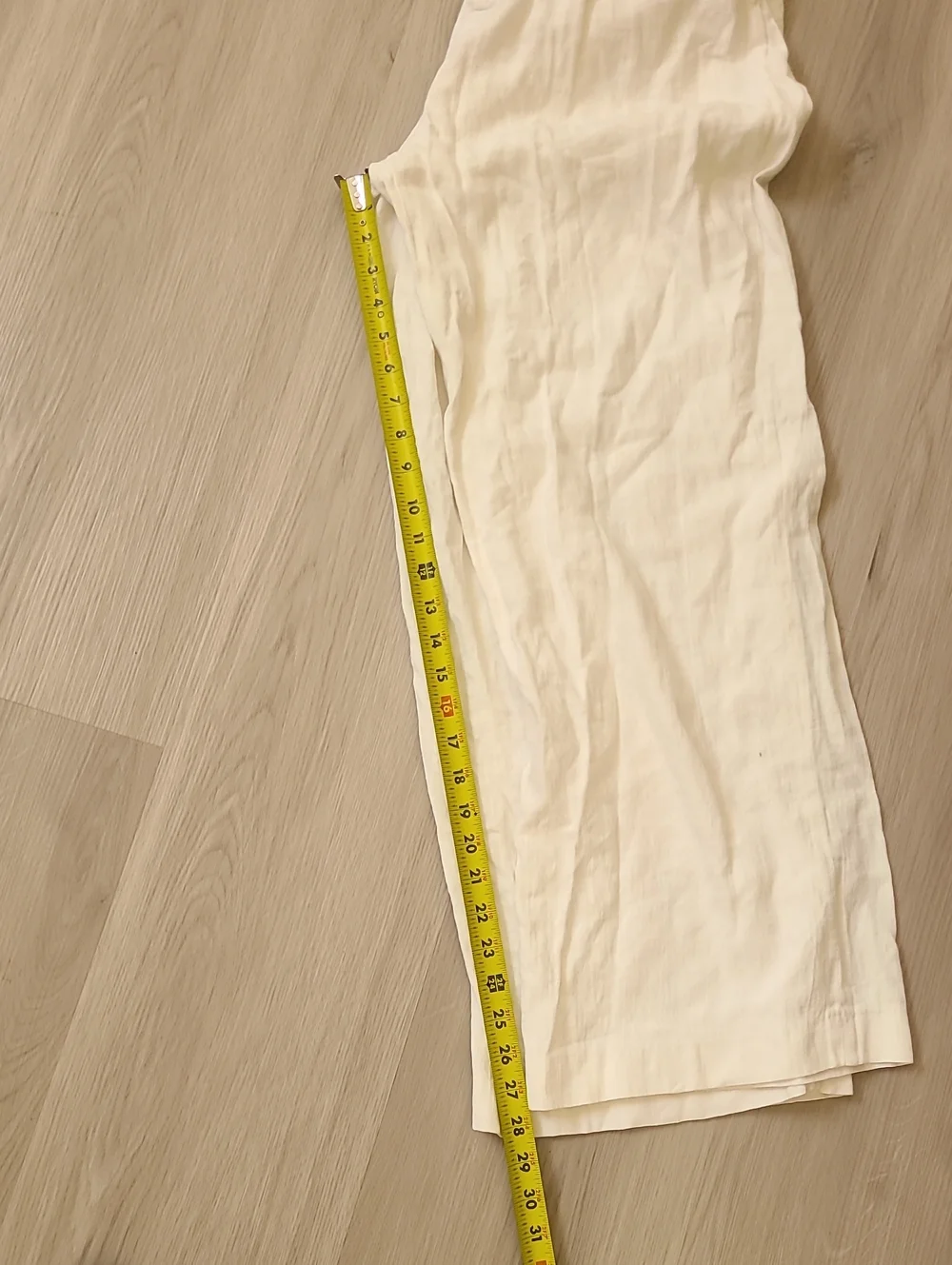 Zara White Linen Cotton High-Rise Wide Leg Pants Large Coastal Grandma Large